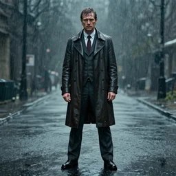 concept art of cilian murphy as arthur shelby standing in the rain
