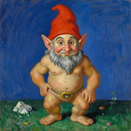 Nicholas Roerich oil painting called Dwarf Almighty 1925 bright colors fear and reverence
