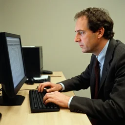 Ted Kaczynsky using a computer