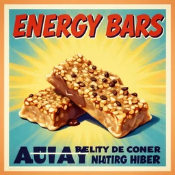 energy bars poster, 50s style, vintage