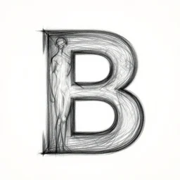 a concept vector of letter b made with a human body, sketch, digital art