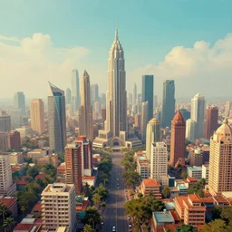 a beautiful sci-fi painting of a futuristic city Mumbai in the 24th century, by Wes Anderson, 8K, Trending on Artstation, matte painting,