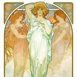 art deco, by alphonse mucha and victo ngai with krenz cushart's color scheme, the new york statue of liberty with a clear native american beauty face and feather hat. epic composition, golden ratio, full body