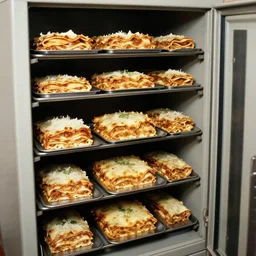 a file cabinet filled with lasagna, photograph 1 9 7 6