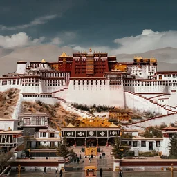 lhasa!! tibetan buddhist monastery on mars!!, stunning landscape, exterior wide shot, volumetric, epic, cinematic, highly detailed, intricate, by raphael lacoste, eddie mendoza, alex ross, pilar gogar, stephan martiniere, matte painting, 8 k hdr