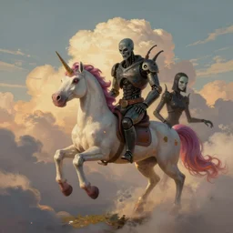 🦄, 😈, ☠, 🤖, 👾, 🔥, surreal outrun photography, golden hour, muted vaporwave clouds, digital painting, artstation, simon stalenhag