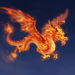 digital illustration of a flaming chinese dragon flying through the night sky by anne stokes, artstation, photorealistic, deviantart