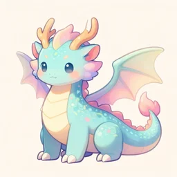 digital illustration of an cute pastel fantasy dragon, concept art, matte background, deviantArt