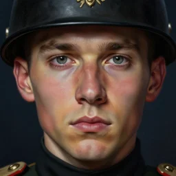 portrait of a soldier, extreme fine detail background, night, highly detailed, detailed eyes, high quality, digital painting, hyperrealistic, by gaston bussiere, j. c. leyendecker, craig mullins