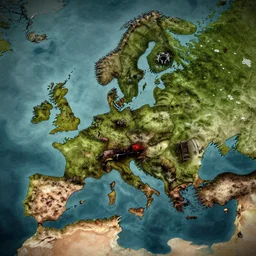fantasy world map of a zombie infestation outbreak. pure terror.