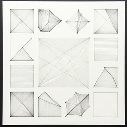 a huge sheet of paper on which are drawn straight lines, triangles, squares, pentagons, hexagons