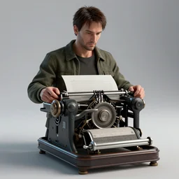 a hyperrealistic 3D octane render of Neo from the Matrix using a telepgraph machine, photorealistic, 8k, unreal engine