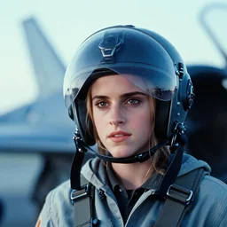 film still, extreme far view, emma watson, fighter jet pilot helmet, apocalypse now, associated press, 2 6 mm, kodak ektachrome, blue tint expired film,