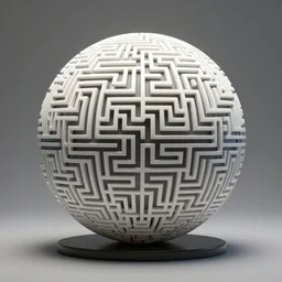 : sphere sculpture covered with white maze pattern,hyper detailed art station  parabolic lighting contest winners unrealengine trending on artstation,cinematic, hyper realism, high detail, octane render, 8k