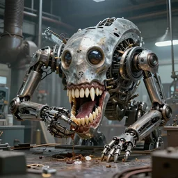 biomechanical industrial factory made to chew objects, biomechanical machine made of teeth, by hr giger!!!