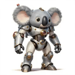 sketch of steampunk cheburashka koala mecha