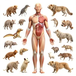 highly detailed illustration of a single human anatomy body surrounded by all the known species of plants and flowers by juan gatti!, by moebius!, by leonardo da vinci!, by oliver vernon!