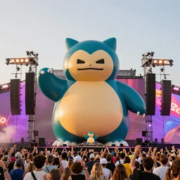 snorlax djing on a massive stage at cochella in front of a crowd of 1 0 0 0 0 0