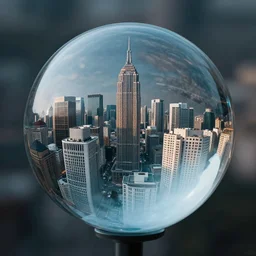city inside a sphere of glass