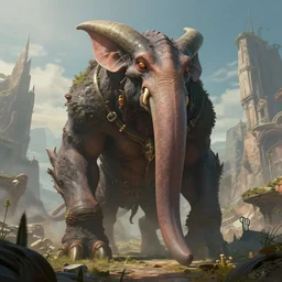 highly detailed portrait photo of a huge mûmakil-excelangue-大舌頭 in a scenic dystopian environment, hyperrealistic Illustration