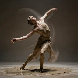 a dancer made of wet clay, motion blur, cinematic light, by michelangelo, beautiful dreamy lighting,