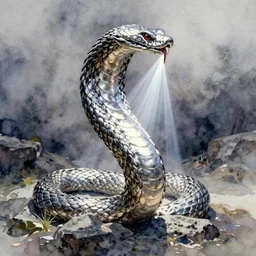 cobra, pinterest, artstation trending, behance, watercolor, by coby whitmore, silver, laser light,