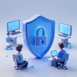 detailed 3 d illustration of cybersecurity, digital art