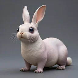 bipedal albino amphibious otter seal alien creature with rabbit ears and a fat tail, speculative biology, big eyes