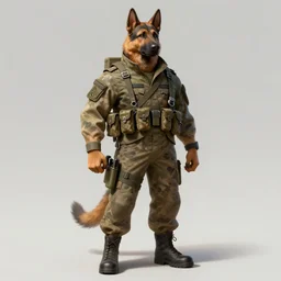 full body of a humanoid german shepherd beast - man in military style, highly detailed portrait, digital painting, artstation, concept art, smooth, sharp foccus ilustration, artstation hq