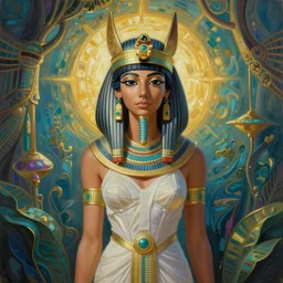 a painting of a very beautiful egyptian fairy by ross tran, highly detailed, fantasy, radiant lighting, intricate environment, nature