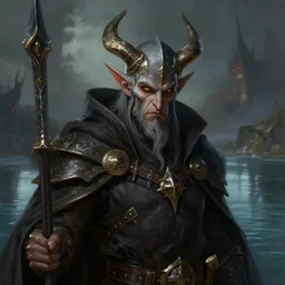 dungeons and dragons old evil wizard character closeup portrait, dramatic light, lake background, 2 0 0 mm focal length, painted by stanley lau, painted by greg rutkowski, painted by stanley artgerm, digital art, trending on artstation