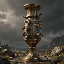 3D photorealistic render of a steampunk 👾