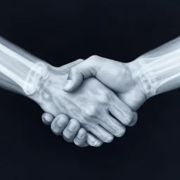 a hand shake in x - ray