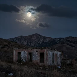 landscape photography by marc scary atmosphere, moon, dramatic lighting, abandoned mountains, dark clouds, beautiful