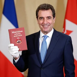 photo of Nicolas Sarkozy dressed like mario showing a book