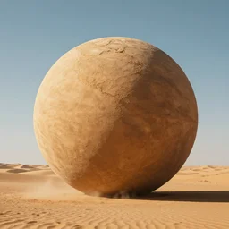 a huge sphere in desert, professional photography