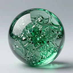 Green Intricate Elaborate Realistic Glossy Materia Glass Crystal Sphere