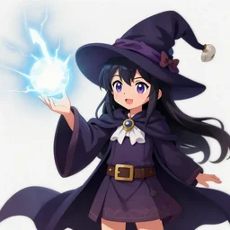 a cute wizard girl conjuring a lightening ball, character art portrait, anime key visual, official media, illustrated by alphonse mucha, extremely detailed, 8 k, trending on artstation, cinematic lighting, beautiful