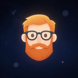 ginger bearded man with glasses, face icon, stylized, minimalist, portrait, by loftis cory, behance, hd, by jesper ejsing, by rhads, makoto shinkai and lois van baarle, by ilya kuvshinov, global illumination, rimlight, bokeh, octane render, dark sky in background, galaxy