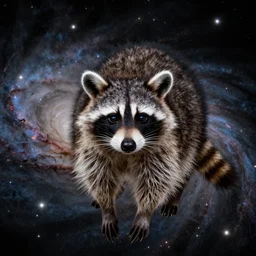 a galaxy resembling a raccoon, view from Hubble telescope