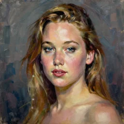 Jennifer Lawrence. Oil on canvas portrait by Alex Jawlensky.