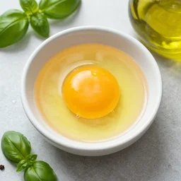 egg yolk, basil, and olive oil