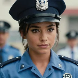 close-up of Demi Lovato as a detective in a movie directed by Christopher Nolan, movie still frame, promotional image, imax 70 mm footage