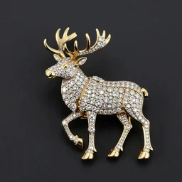 a brooch of a swedish elk, gold and diamonds