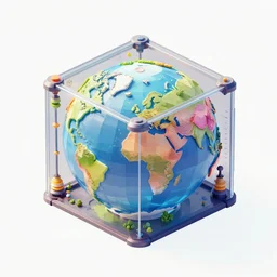 a large time machine qube printing a colorful world, low poly, on clear background, isometric art, 3 d render, insanely detailed, concept art, ray tracing, smooth, sharp focus, ethereal lighting