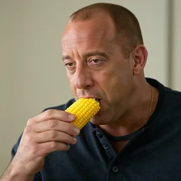 vin diesel eating corn, sharp focus