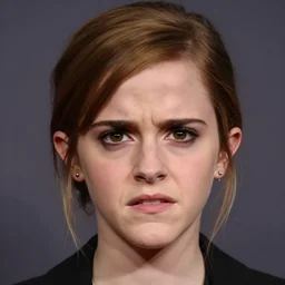 Emma Watson, very angry, MAD, headshot, close-up, studio lighting, 200mm, canon, f/22