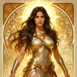digital character concept art by artgerm greg rutkowski alphonse mucha sylvain sarrailh of salma hayek as a barbarian fighter, perfect likness, clear portrait, holy body! light effect. hyper detailed, glowing lights!! intricate, elegant, digital painting, artstation, smooth, sharp focus