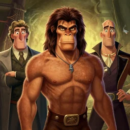 lovecraft lovecraftian portrait of tarzan, pixar style, by tristan eaton stanley artgerm and tom bagshaw, dali