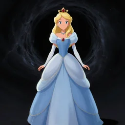 Princess Rosalina standing in front of a black hole, digital art by Greg Hildebrandt, trending on Artstation